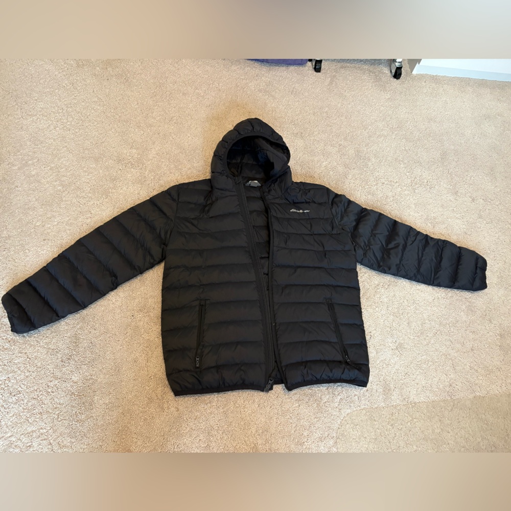 Boy’s Black Puffer Jacket with Hood YXL